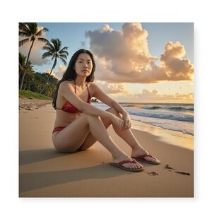 new Mystique ✿ Blown Glass Bead Sequin Thong Sandals ✿ Red 7M ✿ Handmade in Bali